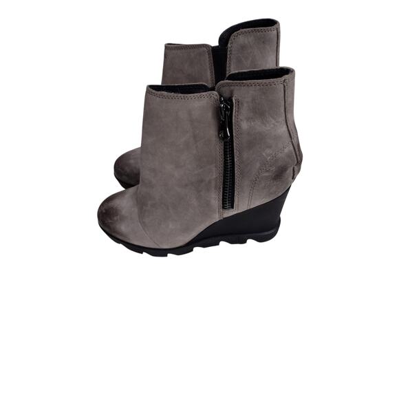 Sorel Joan Of Arctic Wedge II Boots Womens Size 7.5 Gray Waterproof Leather Zip - Picture 2 of 10